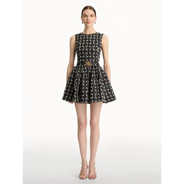 Oscar de la Renta Woven Denim Jacquard Mini Dress - Oscar de la Renta Dresses - American Couture - Shop at Luxury Shoes 