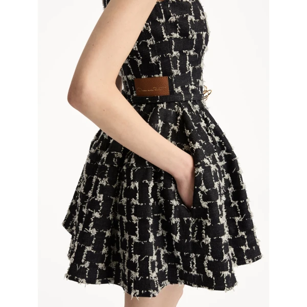 Oscar de la Renta Woven Denim Jacquard Mini Dress - Oscar de la Renta Dresses - American Couture - Shop at Luxury Shoes 