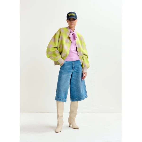 Essentiel Antwerp Yellow and beige checked wool bomber jacket - Essentiel Antwerp Jackets - Colorful Belgian Design - Shop at Luxury Shoes 