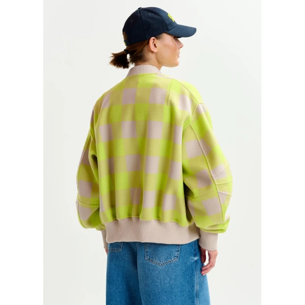Essentiel Antwerp Yellow and beige checked wool bomber jacket - Essentiel Antwerp Jackets - Colorful Belgian Design - Shop at Luxury Shoes 