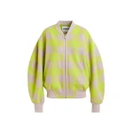 Essentiel Antwerp Yellow and beige checked wool bomber jacket - Essentiel Antwerp Jackets - Colorful Belgian Design - Shop at Luxury Shoes 