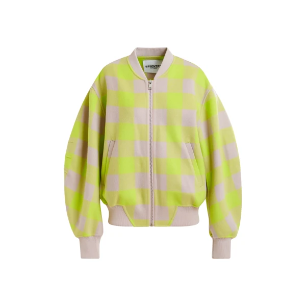 Essentiel Antwerp Yellow and beige checked wool bomber jacket - Essentiel Antwerp Jackets - Colorful Belgian Design - Shop at Luxury Shoes 