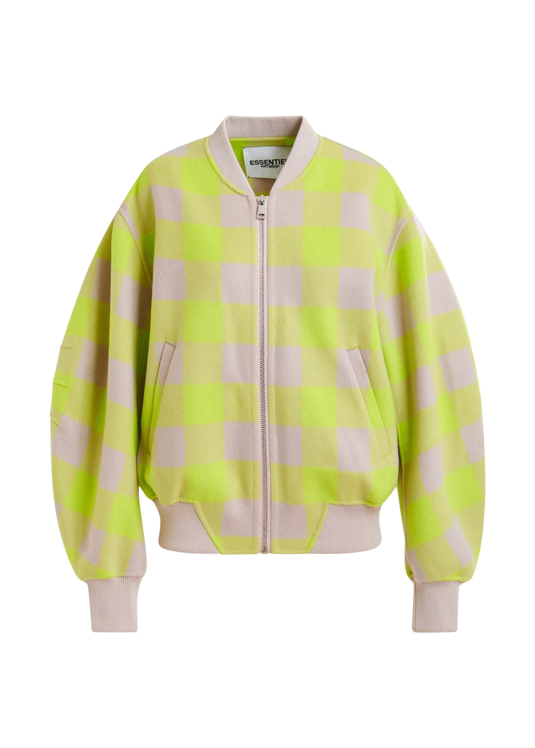 Yellow-and-beige-checked-wool-bomber-jacket-Essentiel-Antwerp-Jackets-scaled55435_nobg Essentiel Antwerp Yellow and beige checked wool bomber jacket - Essentiel Antwerp Jackets - Colorful Belgian Design - Shop at Luxury Shoes