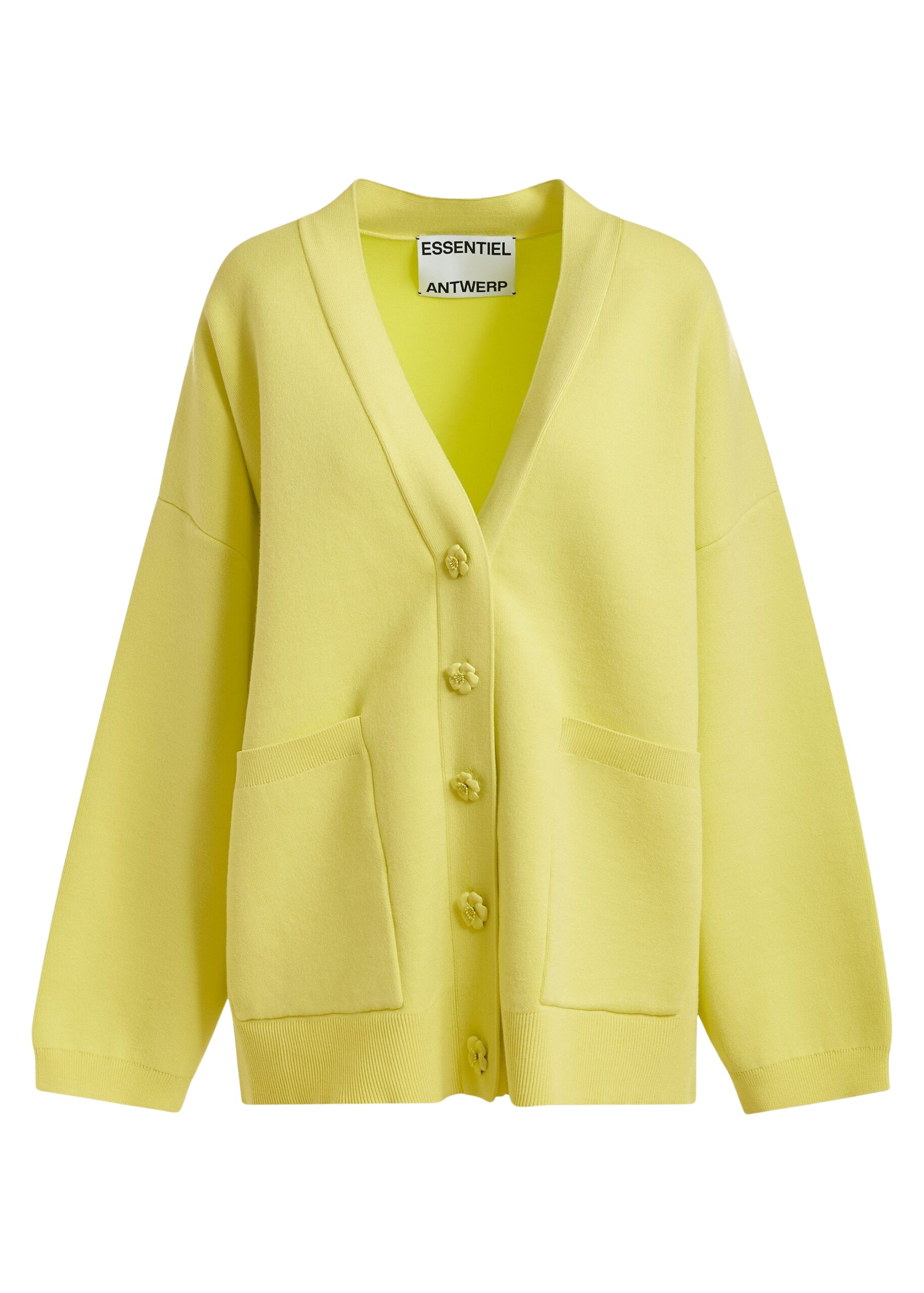 Essentiel Antwerp Yellow knit cardigan with tonal flower buttons