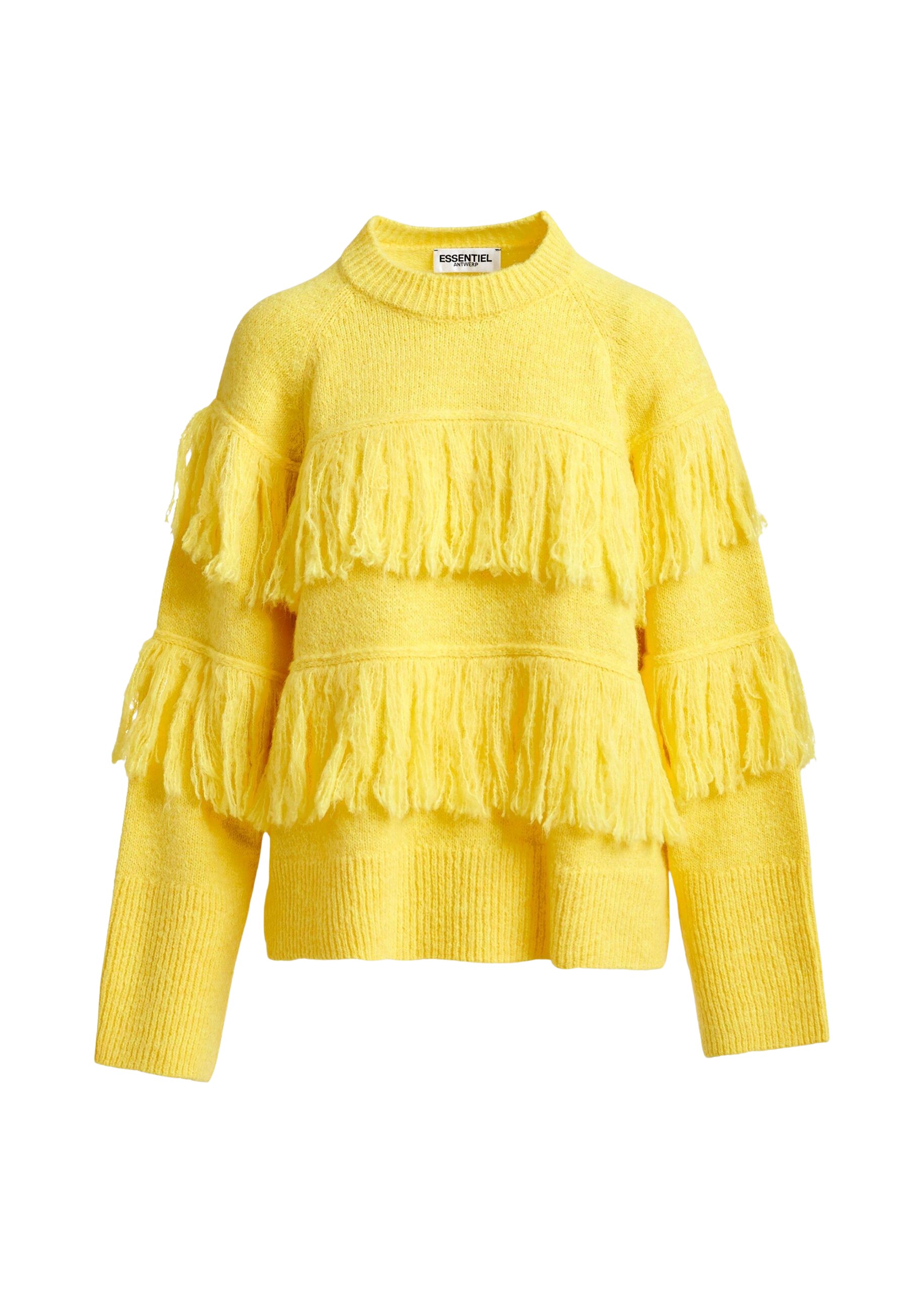Essentiel Antwerp Yellow sweater with fringe details