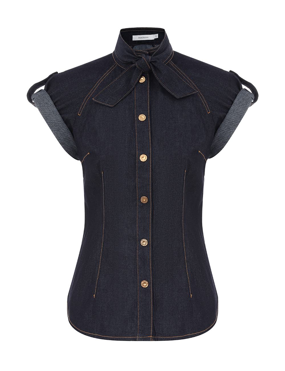 Zimmermann Denim Tie Neck Shirt