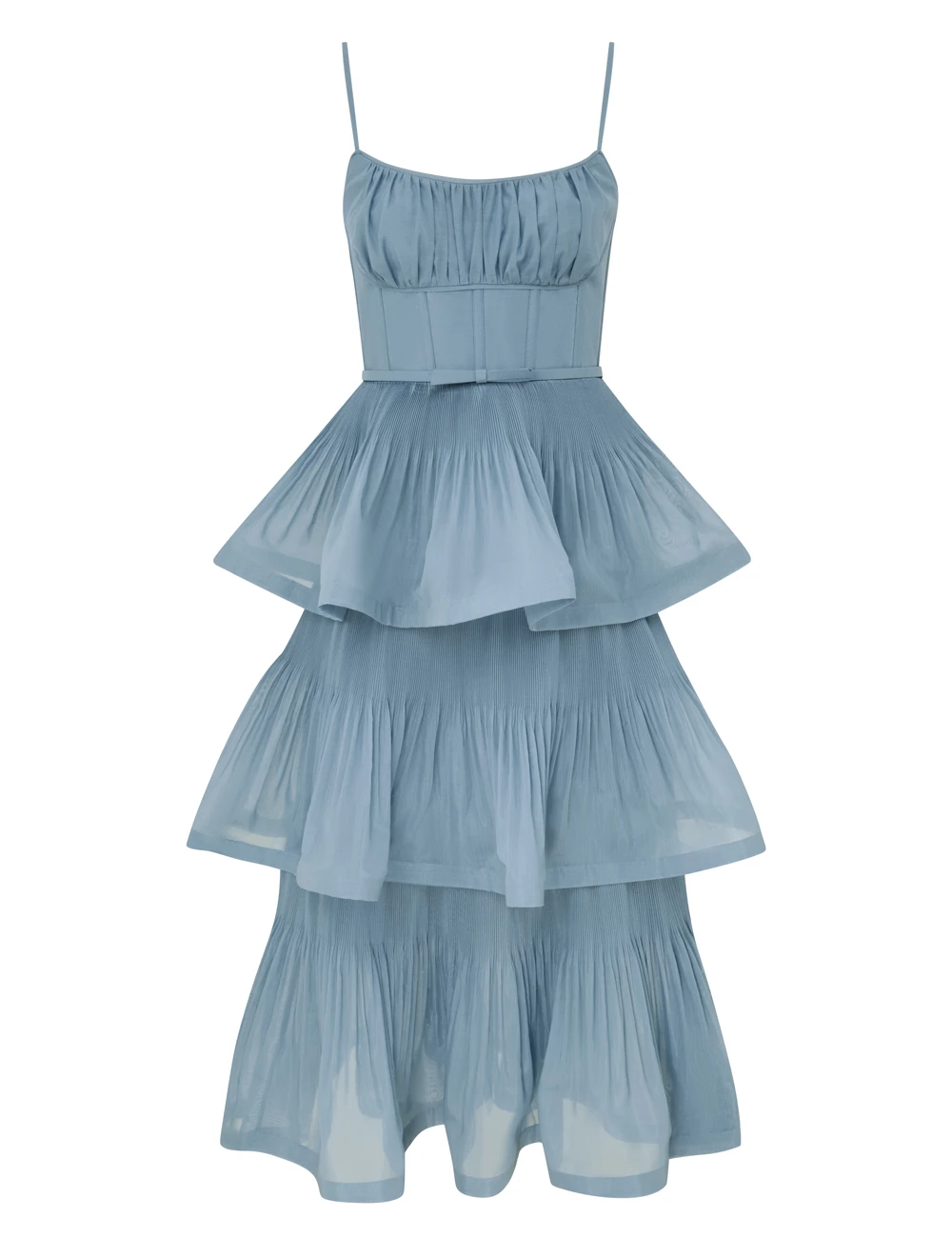 Zimmermann Pleated Tiered Midi Dress | Ready to Wear 2025 Collection Luxury Shoes Elevate your elegance in this Zimmermann Dresses from the 2025 resort wear edit