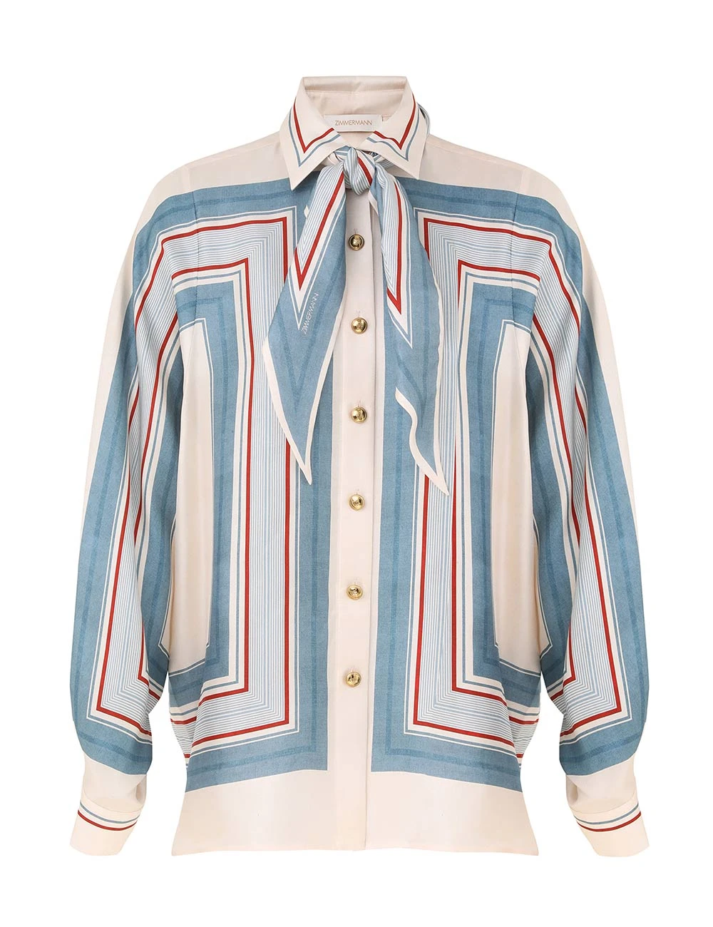 Zimmermann Relaxed Scarf Shirt | Ready to Wear 2025 Collection Luxury Shoes Elevate your elegance in this Zimmermann Tops from the 2025 resort wear edit