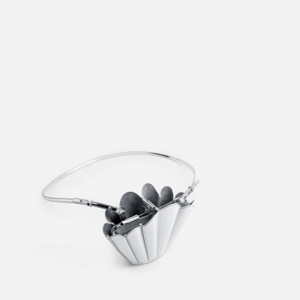 Mlouye Micro Seashell - Mirror Bag a Architectural Leather Handbag in Silver at  Luxury Handbags Luxury