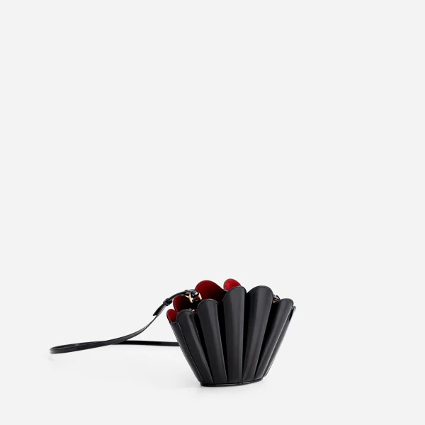 Mlouye Micro Seashell - Patent Black Bag a Architectural Leather Handbag in Black at  Luxury Handbags Luxury