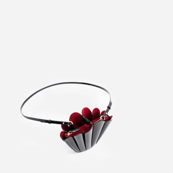 Mlouye Micro Seashell - Patent Black Bag a Architectural Leather Handbag in Black at  Luxury Handbags Luxury