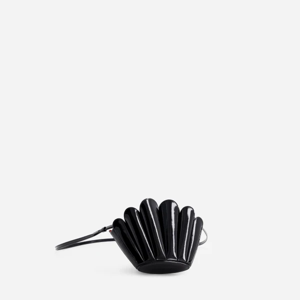 Mlouye Micro Seashell - Patent Black Bag a Architectural Leather Handbag in Black at  Luxury Handbags Luxury