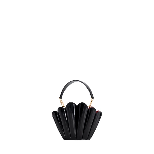 Mlouye Micro Seashell - Patent Black Bag a Architectural Leather Handbag in Black at  Luxury Handbags Luxury