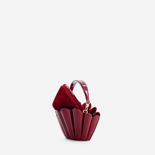 Mlouye Micro Seashell - Patent Bordeaux Bag a Architectural Leather Handbag in Red at  Luxury Handbags Luxury