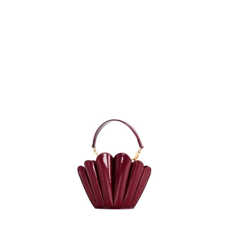 Mlouye Micro Seashell - Patent Bordeaux Bag a Architectural Leather Handbag in Red at  Luxury Handbags Luxury