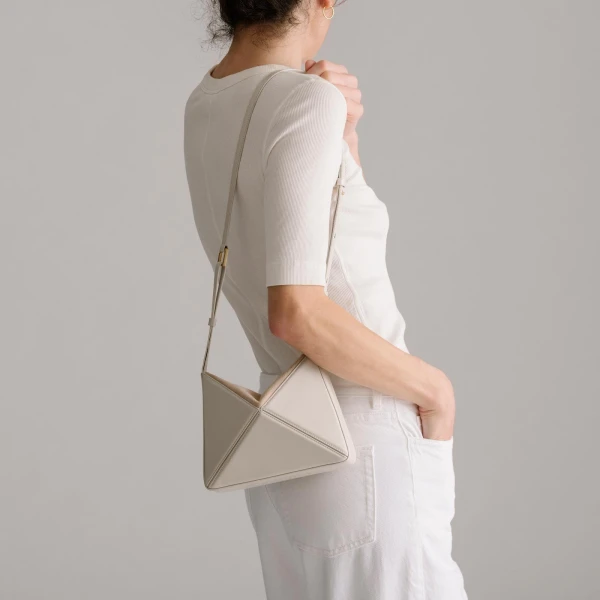 Mlouye Mini Flex Bag - Dove Bag a Architectural Leather Handbag in White at  Luxury Handbags Luxury