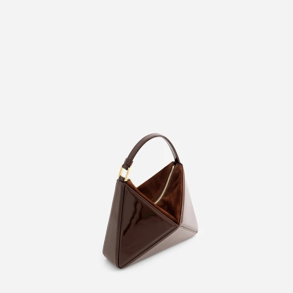 Mlouye Mini Flex Bag - Patent Brown Bag a Architectural Leather Handbag in Brown at  Luxury Handbags Luxury
