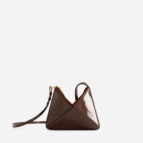 Mlouye Mini Flex Bag - Patent Brown Bag a Architectural Leather Handbag in Brown at  Luxury Handbags Luxury