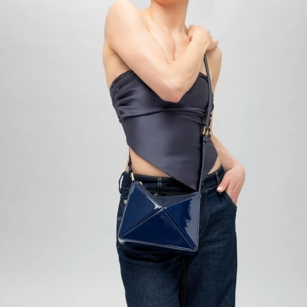 Mlouye Mini Flex Bag - Patent Black Bag a Architectural Leather Handbag in Black at  Luxury Handbags Luxury