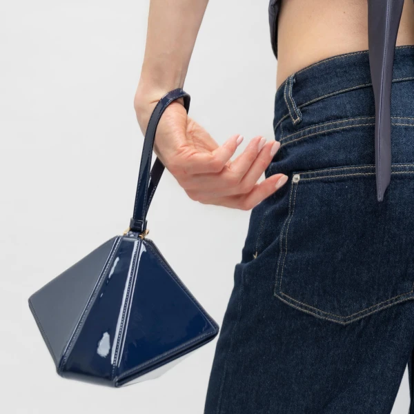 Mlouye Mini Flex Bag - Patent Black Bag a Architectural Leather Handbag in Black at  Luxury Handbags Luxury