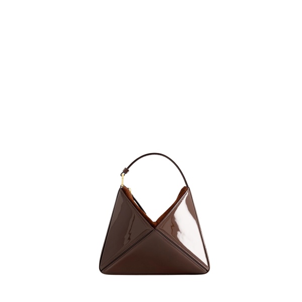 Mlouye Mini Flex Bag - Patent Brown Bag a Architectural Leather Handbag in Brown at  Luxury Handbags Luxury