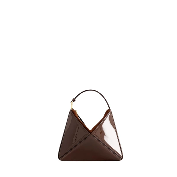 Mlouye Mini Flex Bag - Patent Brown Bag a Architectural Leather Handbag in Brown at  Luxury Handbags Luxury
