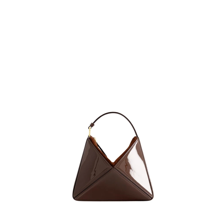 Mlouye Mini Flex Bag - Patent Brown Bag a Architectural Leather Handbag in Brown at  Luxury Handbags Luxury