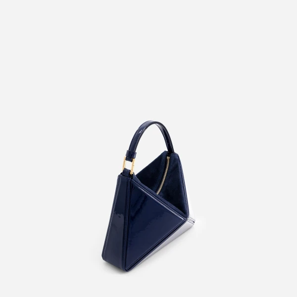 Mlouye Mini Flex Bag - Patent Navy Bag a Architectural Leather Handbag in Blue at  Luxury Handbags Luxury