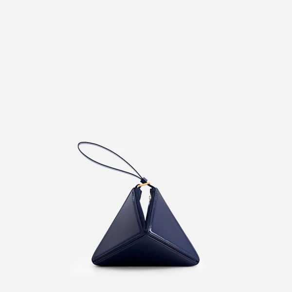 Mlouye Mini Flex Bag - Patent Navy Bag a Architectural Leather Handbag in Blue at  Luxury Handbags Luxury
