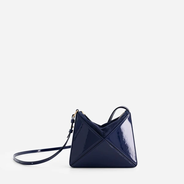 Mlouye Mini Flex Bag - Patent Navy Bag a Architectural Leather Handbag in Blue at  Luxury Handbags Luxury