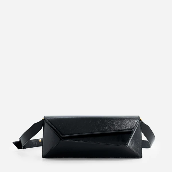 Mlouye Naomi Baguette - Crinkled Black Bag a Architectural Leather Handbag in Black at  Luxury Handbags Luxury