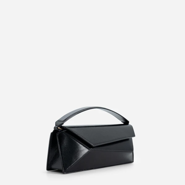 Mlouye Naomi Baguette - Crinkled Black Bag a Architectural Leather Handbag in Black at  Luxury Handbags Luxury