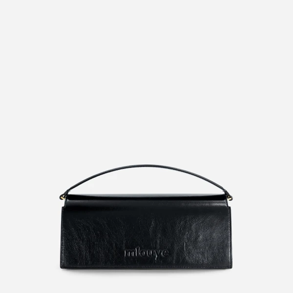 Mlouye Naomi Baguette - Crinkled Black Bag a Architectural Leather Handbag in Black at  Luxury Handbags Luxury