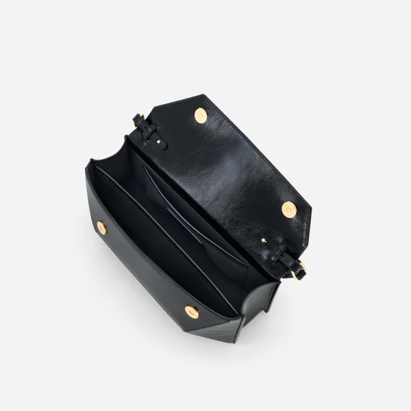 Mlouye Naomi Baguette - Crinkled Black Bag a Architectural Leather Handbag in Black at  Luxury Handbags Luxury