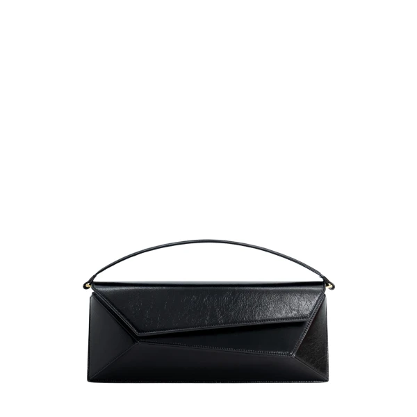 Mlouye Naomi Baguette - Crinkled Black Bag a Architectural Leather Handbag in Black at  Luxury Handbags Luxury