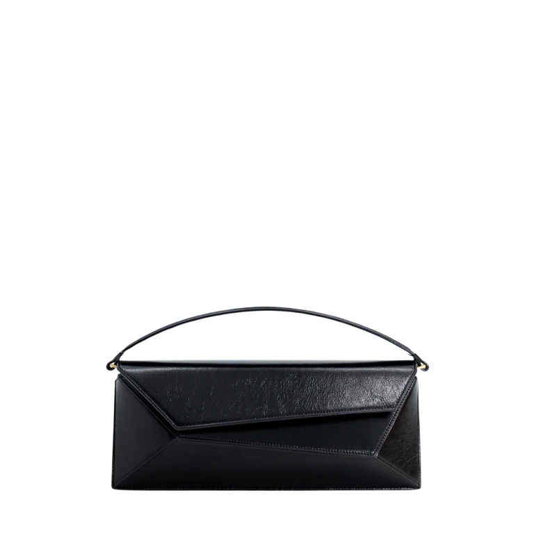 Mlouye Naomi Baguette - Crinkled Black Bag a Architectural Leather Handbag in Black at  Luxury Handbags Luxury