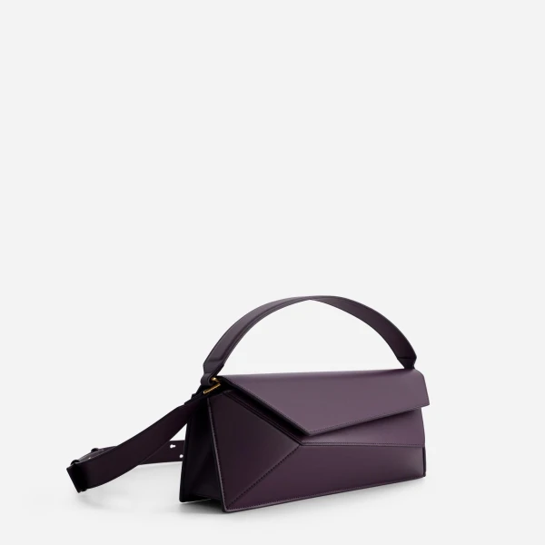 Mlouye Naomi Baguette - Dark Grapes Bag a Architectural Leather Handbag in Brown at  Luxury Handbags Luxury