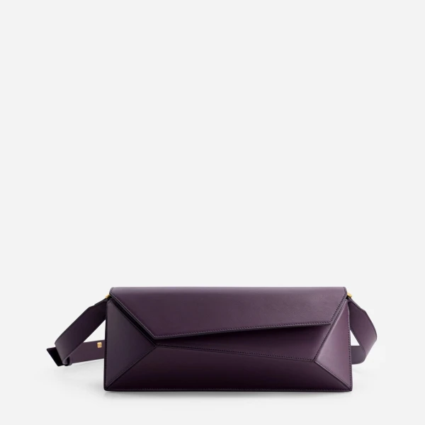 Mlouye Naomi Baguette - Dark Grapes Bag a Architectural Leather Handbag in Brown at  Luxury Handbags Luxury