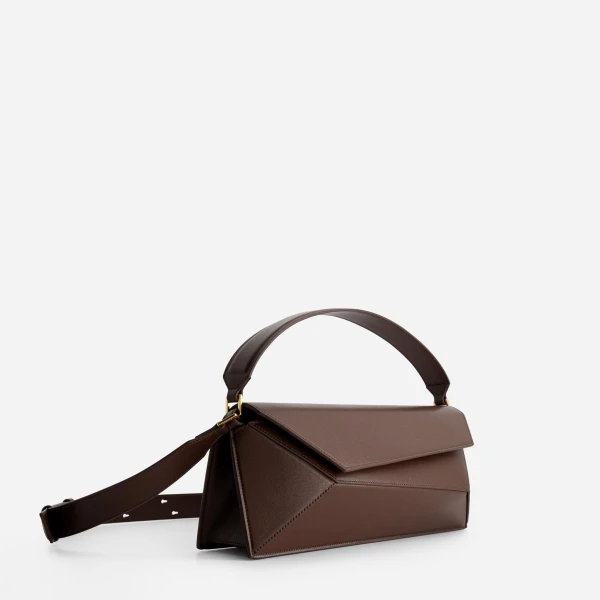 Mlouye Naomi Baguette - Espresso Bag a Architectural Leather Handbag in Brown at  Luxury Handbags Luxury