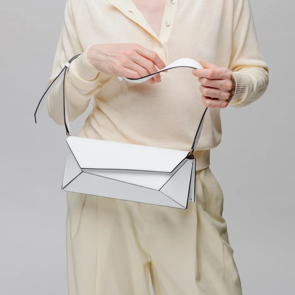 Mlouye Naomi Baguette - White Bag a Architectural Leather Handbag in Ivory at  Luxury Handbags Luxury