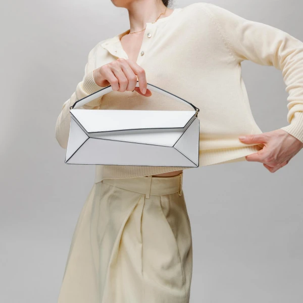 Mlouye Naomi Baguette - White Bag a Architectural Leather Handbag in Ivory at  Luxury Handbags Luxury