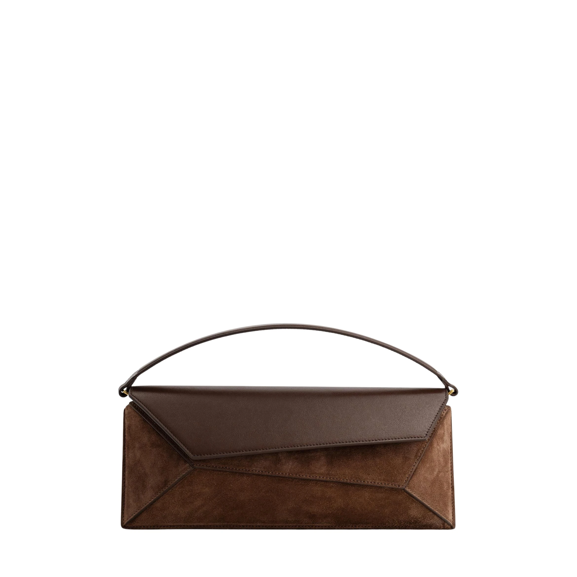 mlouye-Naomi-Baguette-Suede-Espresso-Bags59729_nobg Mlouye Naomi Baguette - Suede Espresso Bag a Architectural Leather Handbag in Brown at Luxury Handbags Luxury