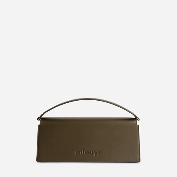 Mlouye Naomi Baguette - Suede Moss Bag a Architectural Leather Handbag in Brown at  Luxury Handbags Luxury