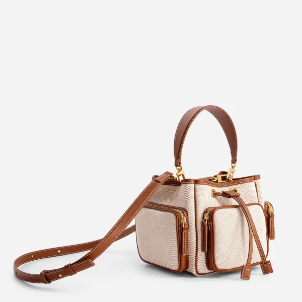 Mlouye Quad - Canvas Bag a Architectural Leather Handbag in Beige at  Luxury Handbags Luxury