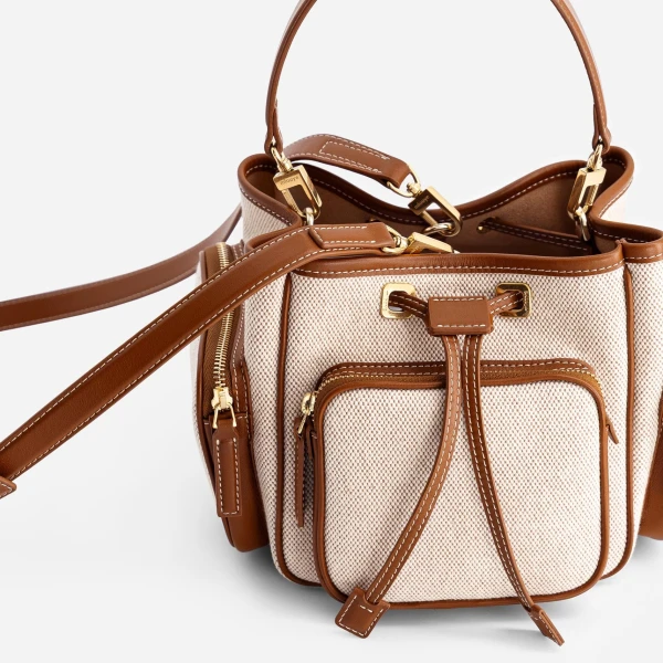 Mlouye Quad - Canvas Bag a Architectural Leather Handbag in Beige at  Luxury Handbags Luxury