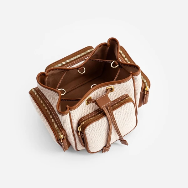 Mlouye Quad - Canvas Bag a Architectural Leather Handbag in Beige at  Luxury Handbags Luxury