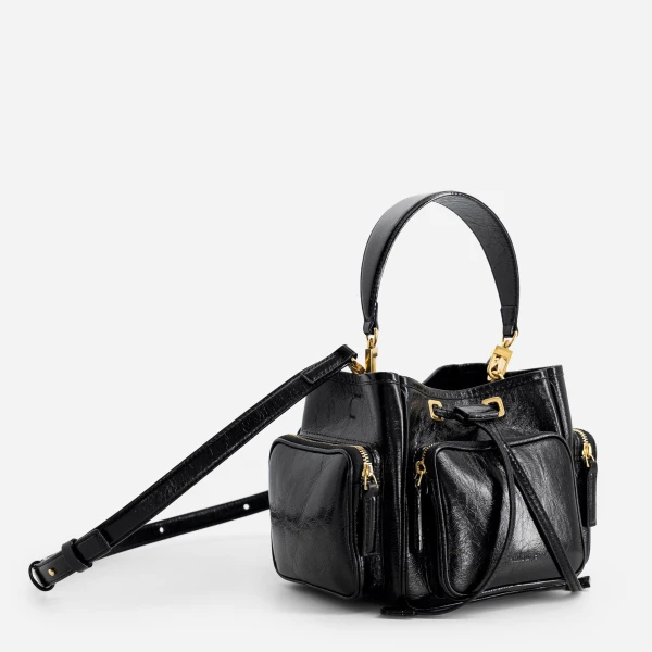 Mlouye Quad - Crinkled Black Bag a Architectural Leather Handbag in Black at  Luxury Handbags Luxury