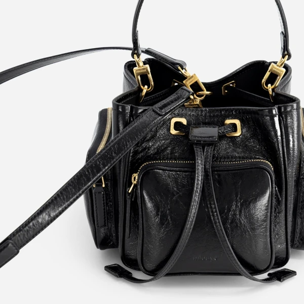 Mlouye Quad - Crinkled Black Bag a Architectural Leather Handbag in Black at  Luxury Handbags Luxury