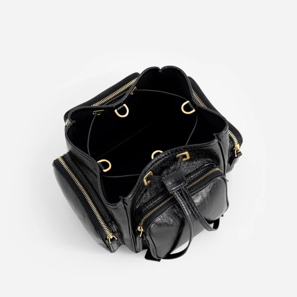 Mlouye Quad - Crinkled Black Bag a Architectural Leather Handbag in Black at  Luxury Handbags Luxury