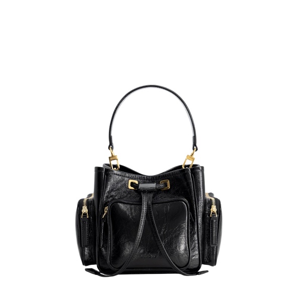 Mlouye Quad - Crinkled Black Bag a Architectural Leather Handbag in Black at  Luxury Handbags Luxury
